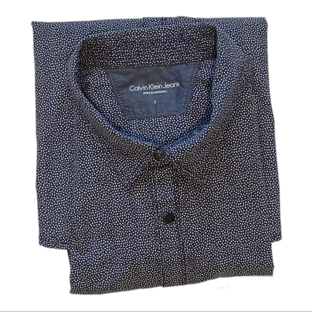 Calvin Klein Jeans Mens Size Large Shirt Button Snap Long Sleeve